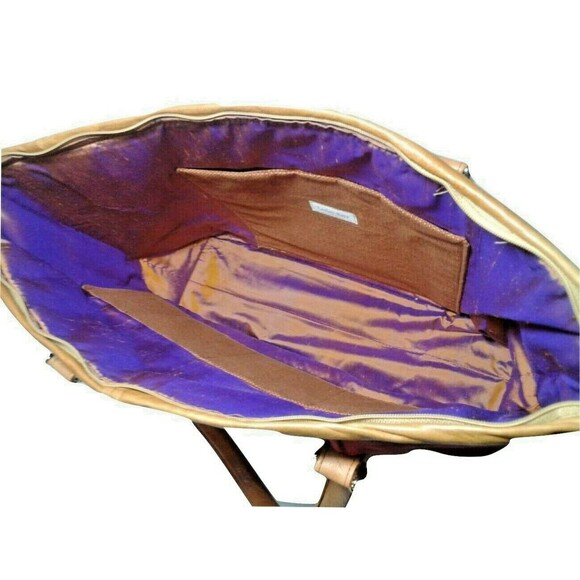 Lesley Sara Custom Made Cotton & Leather Tote Large Carry All Burgundy & Brown - Picture 3 of 8